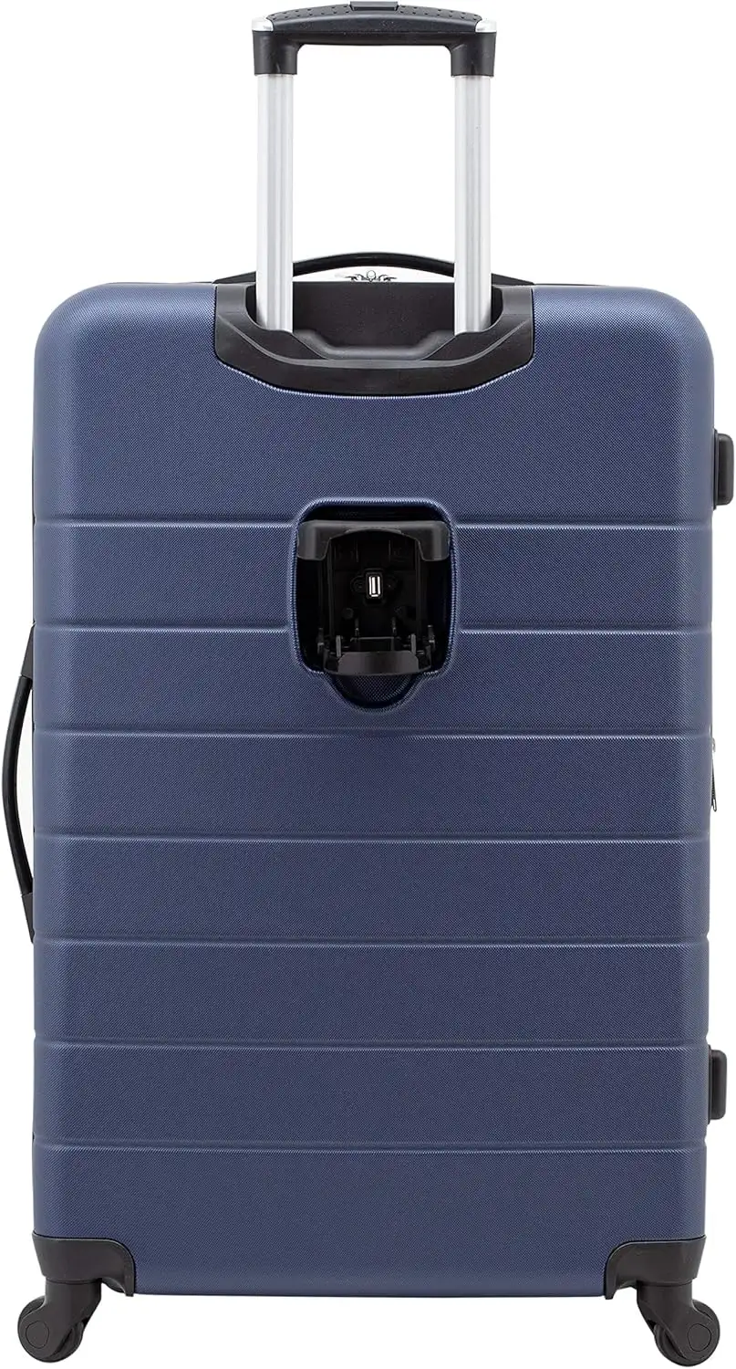 Wrangler Smart Luggage Set with Cup Holder and USB Port, Navy Blue, 20-Inch Carry-On - 91onk84QeOL._AC_SL1500_